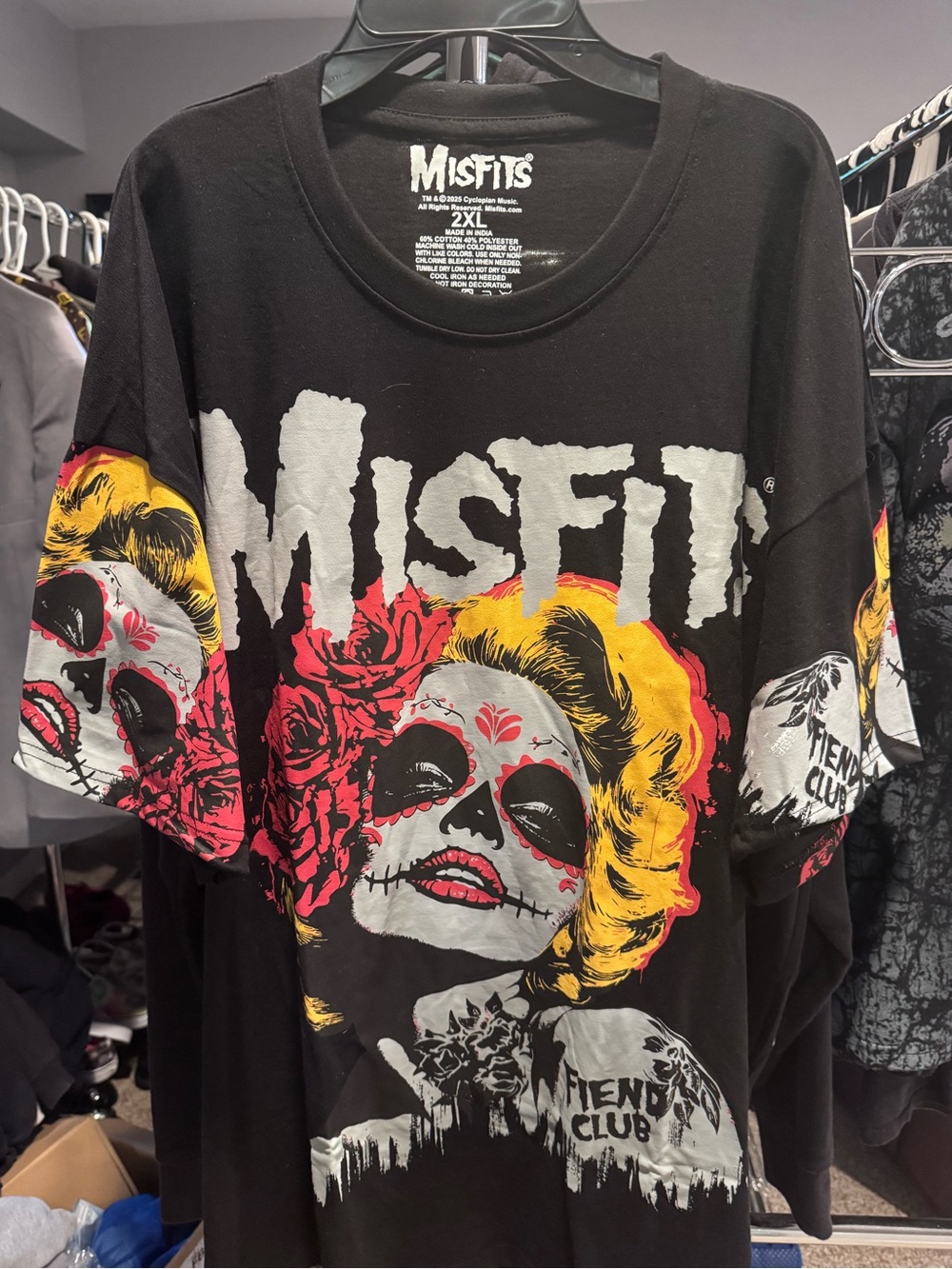 Misfits Men’s Black Short-Sleeve Graphic Tee with Yellow & Red Artwork